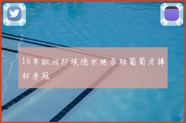 16年欧洲杯埃德尔绝杀助葡萄牙捧杯夺冠